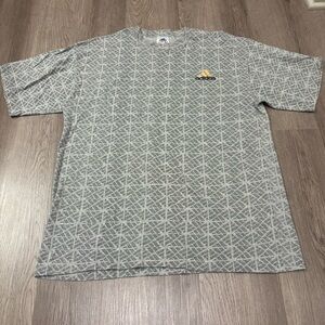 VTG Adidas AOP T-Shirt‎ Geometric Pattern Gray Men’s Large Three Stripe Y2K